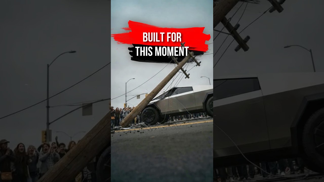 Utility Pole Falls On Cybertruck!